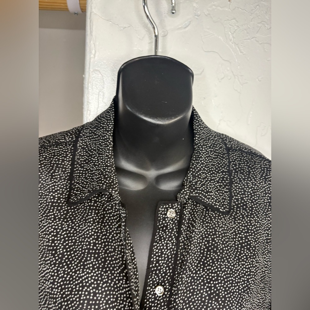 J. Crew Collection Silk secretary sheer black white micro polka dots sz 4 - Picture 6 of 9